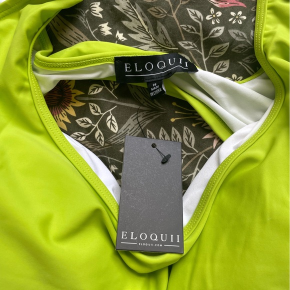NWT Eloquii Lime Green One Piece Swimsuit Size 28 - Picture 3 of 3